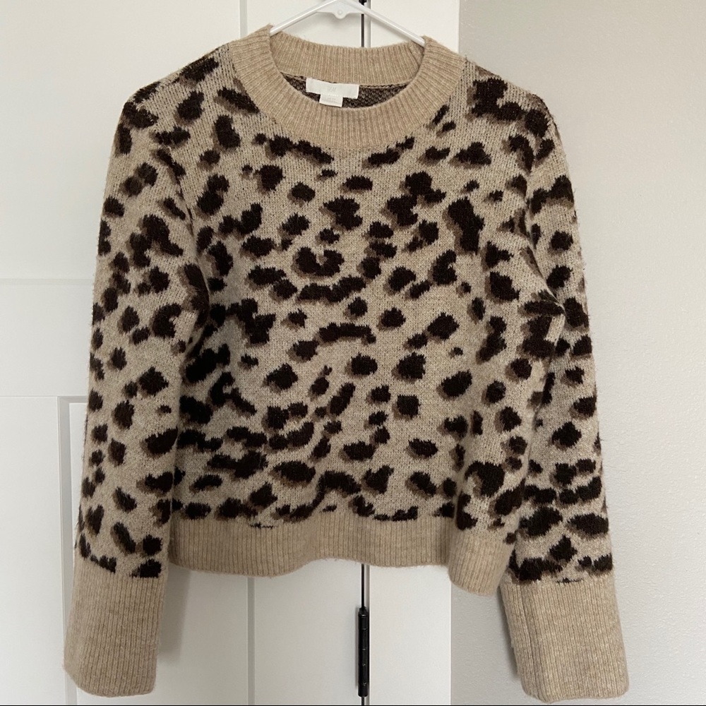 H&M cheetah print crop sweater